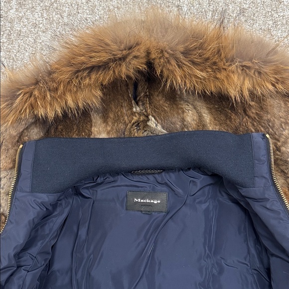 Mackage Navy Puffer Coat with Fur Trim - Picture 3 of 5